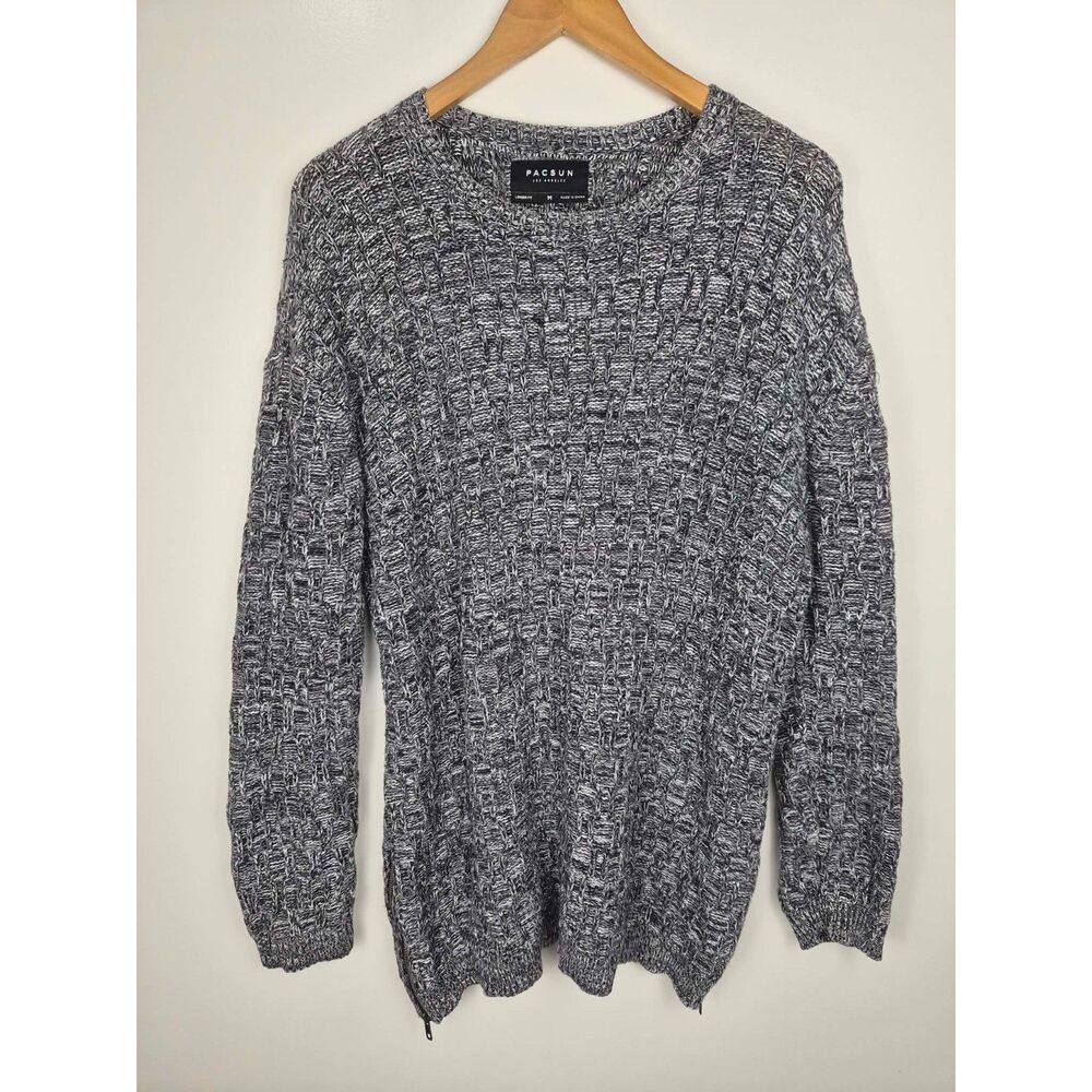 PACSUN LA Longer Fit Cable Chunky Textured Knit Sweater Side Zipper Grunge